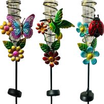 Cheap Carls Hummingbird/Butterfly/Lady Bug Solar Rain Gauge, Assorted, 922-20124