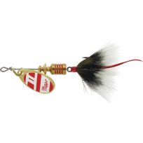 Mepps Aglia In-Line Spinner with Dressed Treble, B1ST G/RW-G, Gold / Red / White, 1/8 OZ