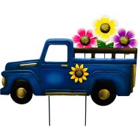 Cheap Carls Blue Truck with Flowers on Two Poles, 28 IN x 27 IN, 903-00169