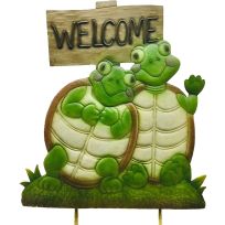 Cheap Carls Turtles with Welcome Sign on Two Poles, 34 IN x 24 IN, 903-00290