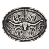 Montana Silversmiths Rope and Barbed Wire Longhorn Classic Impressions Attitude Buckle, A550S