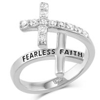Montana Silversmiths Fearless Faith Crystal Cross Ring, FFRG5538