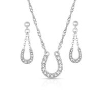 Montana Silversmiths Crystal Clear Lucky Horseshoe Jewelry Set, JS808