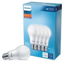 Philips LED 14W (100W equiv) A19 Frosted Basic Light Bulb, Soft White, 4-Pack, 565408
