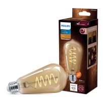 Philips Vintage LED 6.5W (60W equiv) ST19 Spiral Filament Bulb, Amber, 565622