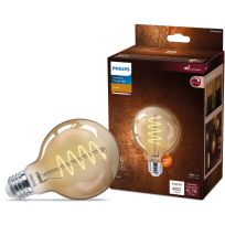 Philips Vintage LED 6.5W (60W equiv) G25 Spiral Filament Bulb, Amber, 565887
