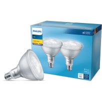 Philips LED 10W (90W equiv) Indoor/Outdoor PAR38 Basic Light Bulb, Bright White, 2-Pack, 573212