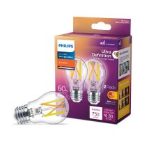 Philips Ultra Definition LED 6.6W (60W equiv) Medium (E26) Base A15 Dimmable Bulb, Soft White, 2-Pack, 573386