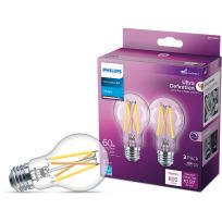 Philips Ultra Definition LED 8W (60W equiv) A19 Dimmable Bulb, Daylight, 2-Pack, 573485