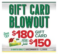 Bomgaars Gift Card Blow Out!!!!  $180 for $150. December 5-6-7 2025