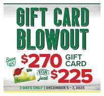 Bomgaars Gift Card Blow Out!!!!  $270 for $225. December 5-6-72025