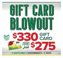 Bomgaars Gift Card Blow Out!!!!  $330 for $275. December 5-6-7 2025