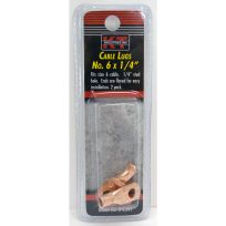 K-T Industries Cable Lug Size, 2-Pack, Copper, 6 Cable, 1/4 IN, 2-2341