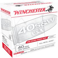 Winchester 40 S&W - 165 Grain Full Metal Jacket Ammo, 200-Round, USA40W