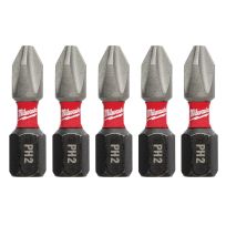 Milwaukee Tool SHOCKWAVE Impact Bit PH2, 5-Pack, 48-32-4601, 1 IN