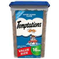 Temptations™ Classic Crunchy and Soft Cat Treats Savory Salmon Flavor, 10162837, 16 OZ Tub