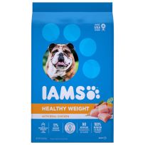 IAMS Adult Healthy Weight Control Dry Dog Food with Real Chicken, 10176605, 15 LB Bag