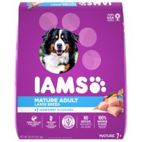 IAMS Mature Adult Large Breed Dry Dog Food Chicken Kibble for Senior Dogs, 10182324, 30 LB Bag