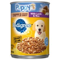 Pedigree® Chopped Ground Dinner Puppy Canned Soft Wet Dog Food with Lamb & Rice, 10197383, 13.2 OZ Can