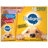 Pedigree® Chopped Ground Dinner Adult Soft Wet Dog Food Variety 18 Pack, 10197400, 3.97 LB Bag