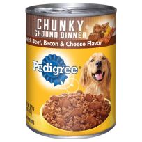 Pedigree® Meaty Ground Dinner with Chunky Beef, Bacon and Cheese Dog Food, 474-002-15, 13.2 OZ Can