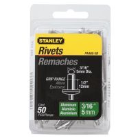 Stanley Aluminum Rivets, 3/16 IN x 1/2 IN, 50-Pack, PAA68-5B