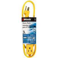Woods 3-Outlet Extension Cord with Power Tap, 863, Yellow, 3 FT