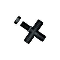 GreenLeaf Cross, 1/2 IN Hose Barb x 1/2 IN Hose Barb x 1/2 IN Hose Barb x 11/16 IN Male UN, T12CPBG1