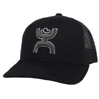 Hooey Sterling, Black 6-Panel Trucker Hat with Logo, 2105T-BK, Black, One Size Fits All