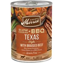 Merrick Grain Free Wet Dog Food Slow-Cooked BBQ Texas Style with Braised Beef, 493-281-15, 12.7 OZ Can