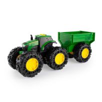 John Deere Toys Monster Treads Lights & Sounds Tractor with Wagon, 47353