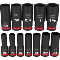Milwaukee Tool SHOCKWAVE Impact Duty 1/2 IN Drive SAE Deep 6 Point Socket Set, 12-Piece, 49-66-7011