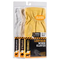NOBLE OUTFITTERS™ Leather Work Gloves, 3-Pack, 51052-999-S, White / Tan / Gold, Small