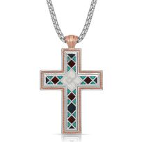 Montana Silversmiths American Legends Mosaic Cross Necklace, NC4818