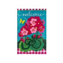 Evergreen Spring Geraniums House Applique Flag, 159248