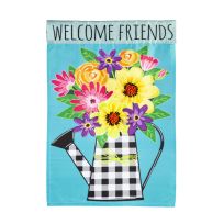 Evergreen Buffalo Check Watering Can House Applique Flag, 159251SA