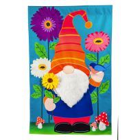 Evergreen Garden Gnome House Linen Flag, 13L9670