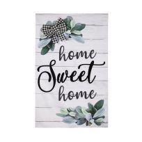 Evergreen Home Sweet Home Eucalyptus House Burlap Flag, 13B10765