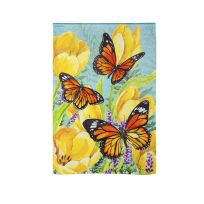 Evergreen Tulip and Butterfly House Suede Flag, 13S10693