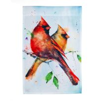Evergreen Cardinal Pair Garden Satin Flag, 14A9689