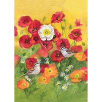 Evergreen Poppy Fields Garden Waffle Flag, 14W10340