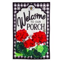 Evergreen Welcome to Our Porch Geraniums Garden Linen Flag, 14L9717