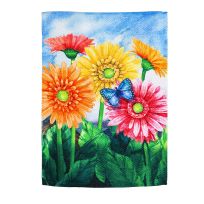 Evergreen Gerbera Daisies Garden Textured Suede Flag, 14ES9645