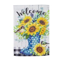 Evergreen Garden Sunflowers Garden Suede Flag, 14S10932