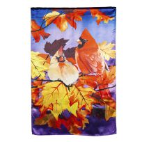 Evergreen Cardinal Friends House Lustre Flag, 13LU11062