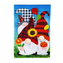 Evergreen Fall Gnome Trio Garden Applique Flag, 169170SA