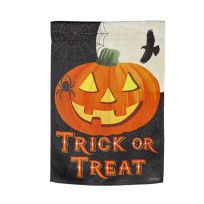 Evergreen Trick or Treat Jack-o-Lantern Garden Suede Flag, 14S10428
