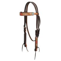 WEAVER EQUINE™ Turquoise Cross Floral Vine Browband Headstall, 45006-01-00, Floral Vine, Average