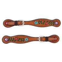 WEAVER EQUINE™ Turquoise Cross Ladies Spur Strap, 45506-53, Floral Vine