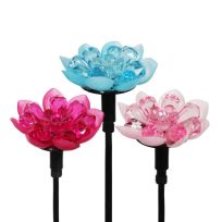 Exhart Mini Solar Peony Plant Stakes, Assorted, 54150